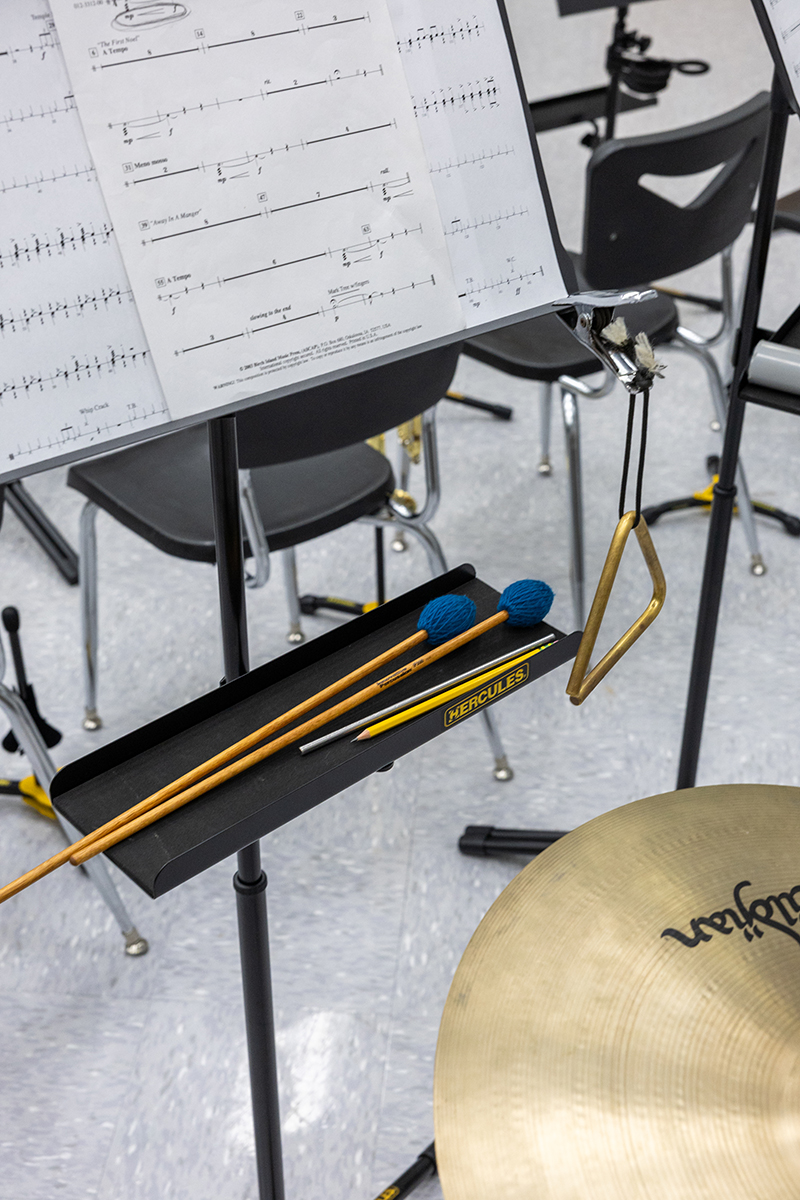 Music Stand with Mallets and Cymbal
