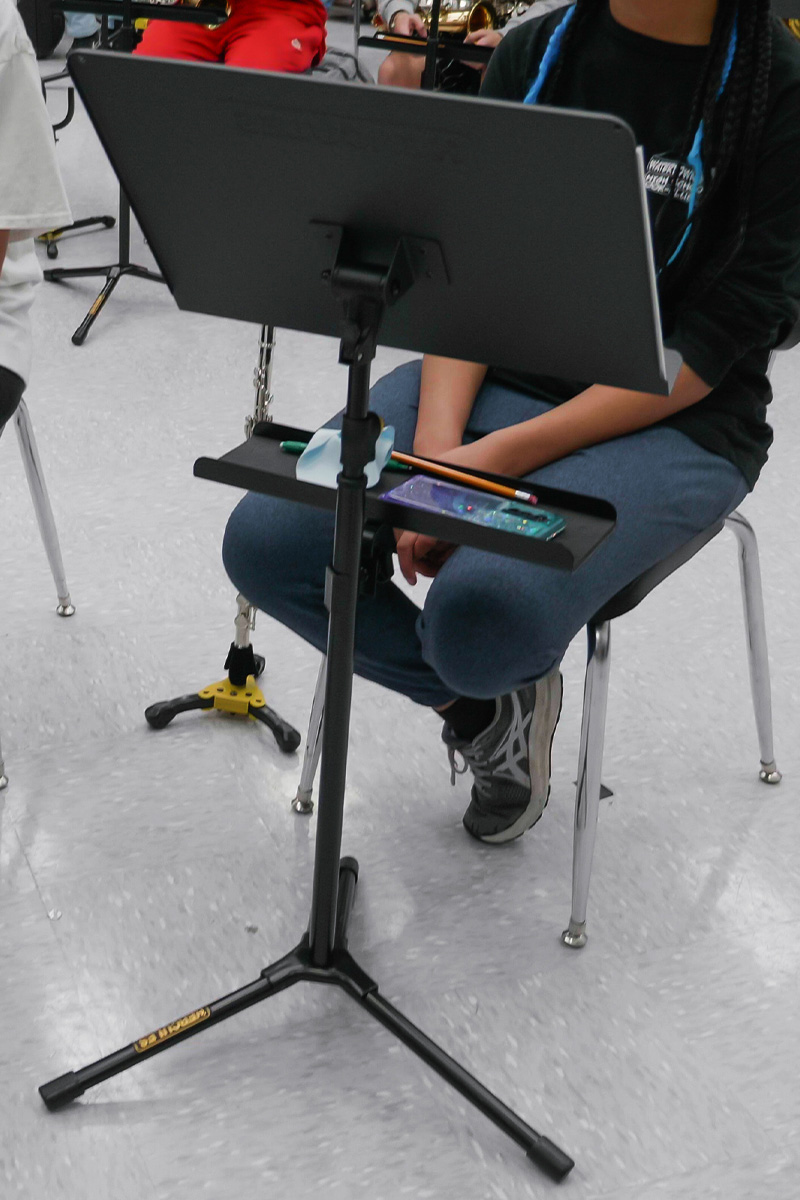 Student using accessory tray
